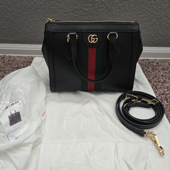 Gucci Ophidia Black Tote with Red and Green Stripes - Picture 15 of 16